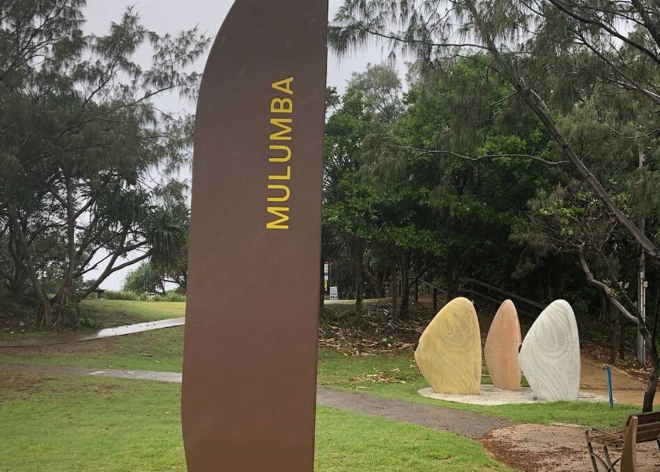 ARTWORK: Three, 2.5 metre tall eugarie shells unveiled at Point Lookout.