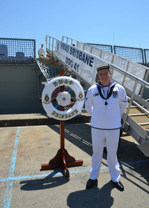 NAVY: AB Benjamin Muller was aboard the HMAS Brisbane when it docked in its namesake city on Thursday.