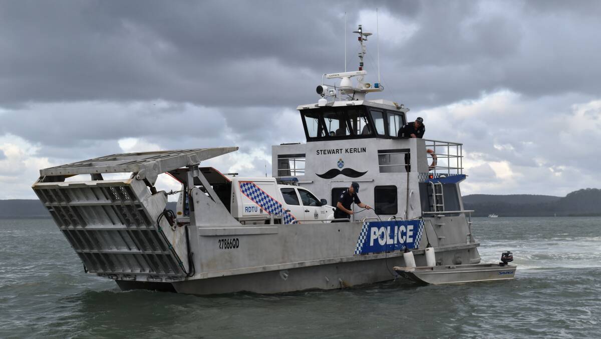 BOATING FATALITIES: The police barge based at Redland Bay was involved in the rescue attempt.