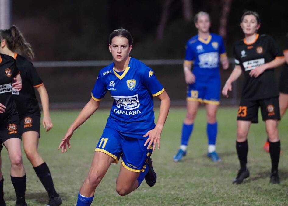 OPENING GOAL: Brisbane Roar W-League star Anna Margraf opened accounts for Capalaba in a player of the match performance. Photo: Alan Minifie/Capalaba FC
