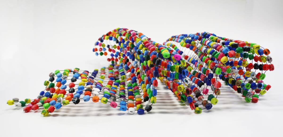 IMAGINE: Alison McDonald, Trickle 2013, individually hand cast and reduced recycled plastic lids and wire.