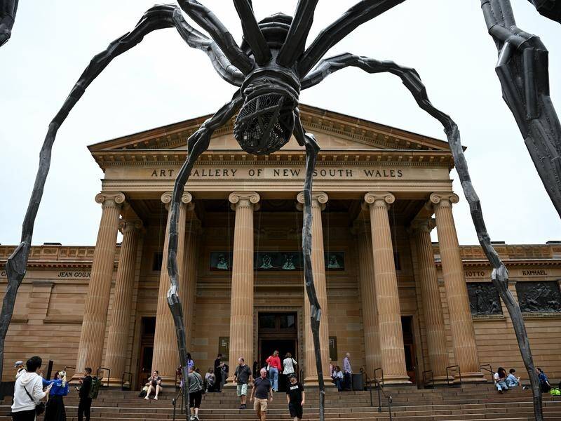 The confronting sculpture Maman looms over those heading to the Louise Bourgeois exhibition. (Dan Himbrechts/AAP PHOTOS)
