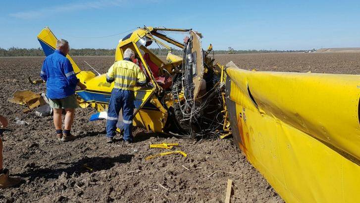 The air tractor crashed near Goondiwindi on Wednesday morning. Photo: RACQ LifeFlight Rescue